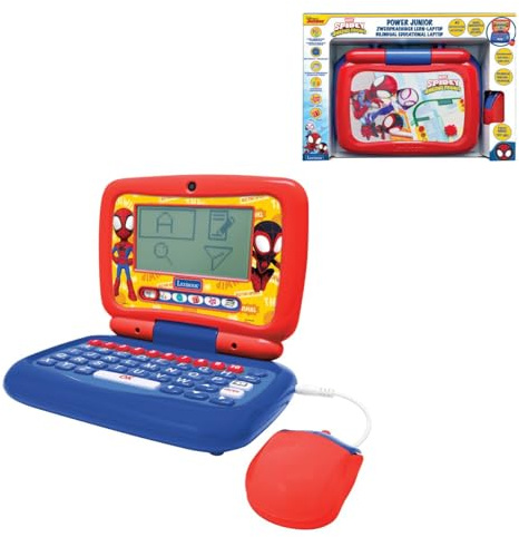 Lexibook, Spider-Man, Lern-Laptop für Kinder, JC398SPi3LXB | Deutsch/Englisch, 40 Aktivitäten, silbenweise Lernmethode, 3 Animationen