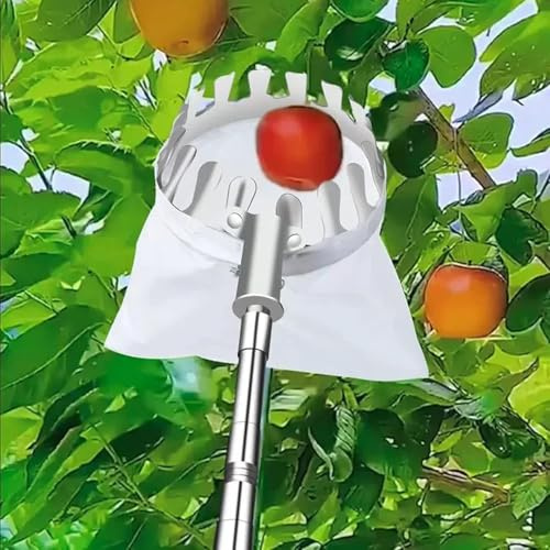 Fruktplockare fruktsamlare med teleskophandtag justerbara fruktplockningsverktyg praktiskt skördehjälp för persimmon, persika, päron, äpple, plommon, mango, bubär, A, 5 m/16 fot