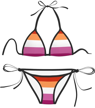 Bikiniset lesbisk pride flagga 2018 tvådelad baddräkt lätt triangel bikini mjuk baddräkt för kvinnor pool strand, Färg 4409, XL