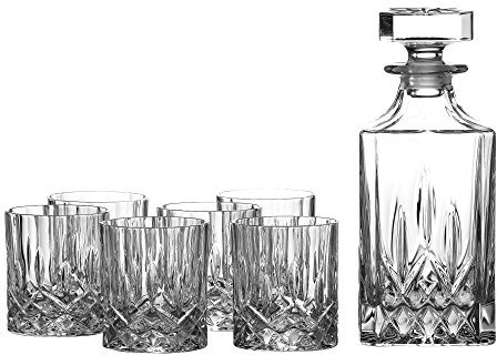 Bar Sets by Royal Doulton Decanter and 6 Tumbler Glasses, Set of 7, transparent