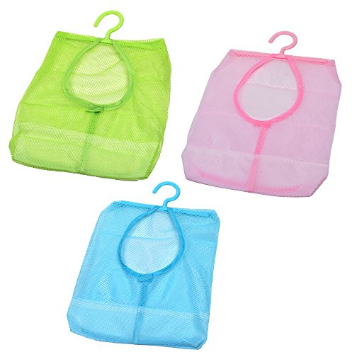 Cosmos Pack of 3 Assorted Colors Clothespin Bag Hanger Multi-Purpose Mesh Organizer Bag