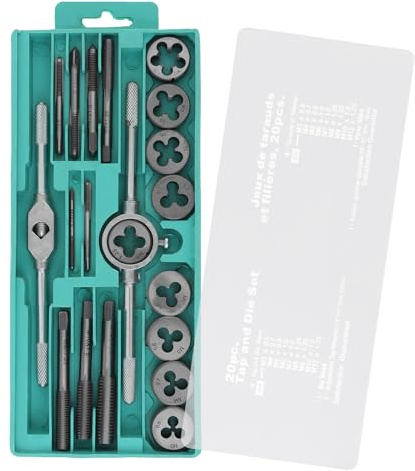 OriGlam 20pcs Alloy Steel, Tap and Die Set, Metric Standard Tap and Die, Thread Tool, Essential Threading Home Tool Cutting Threads for Cutting External and Internal Threads