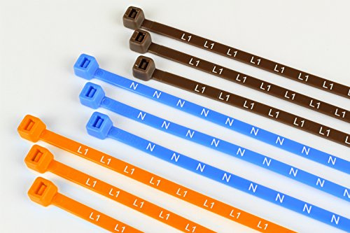 Printed Electrical Metering Cable Ties - L L1 L2 L3 N - Orange (50, L1)