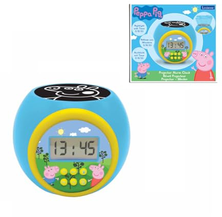 Lexibook, Peppa Pig, Projektor-Wecker, RL977PP | Deckenprojektion, Timer, LCD-Display, Schlummerfunktion, Batteriebetrieben, Blau/Gelb
