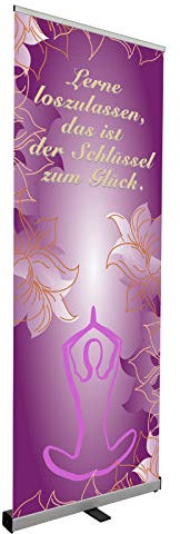 Vispronet Roll Up 80x200 cm, Werbung/Dekoration, stehend, mobil, Werbebanner, Werbetafel, aufrollbar, Bedruckt (Yoga-Spruch)