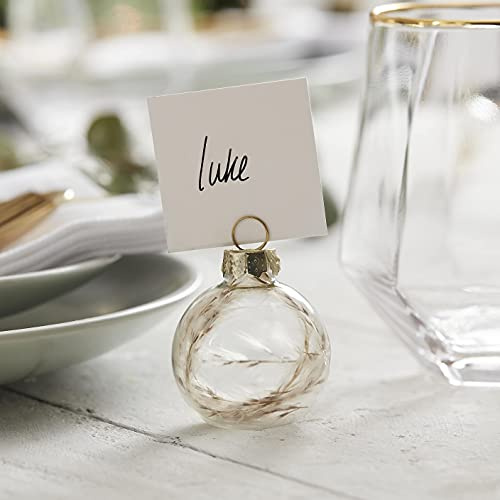 Ginger Ray Glass Bauble Christmas Place Card Holders With Pampas Grass 6 per pack