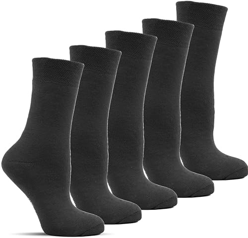 Frostfighter Damen Thermosocken ohne Gummi (6x Paar) Wintersocken Baumwolle Ski Vollfrottee Innenfutter (Schwarz, 35-38)