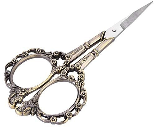 Forbici per fiori di prugna, modello di fiore vintage in stile europeo cucito Forbici classiche per fiori di prugna per ricamo, cucito, artigianato, lavoro d'arte, uso quotidiano(Bronzo verde)