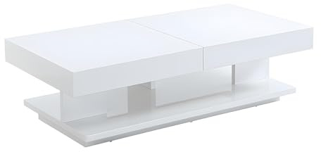 Vente-unique - Table Basse Aramis avec rangements - MDF laqué Blanc