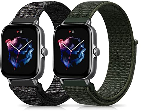 Niboow 20 mm armband för Amazfit GTR Mini/GTS 4/GTS 3/GTS 4 Mini/GTS 2 Mini/GTS 2e/GTS 2/GTS/GTR 42 mm, herr dam nylonarmband för Amazfit Bip 3 Pro/Bip 3/Bip S/Bip Lite/Bip U Pro, 20 mm