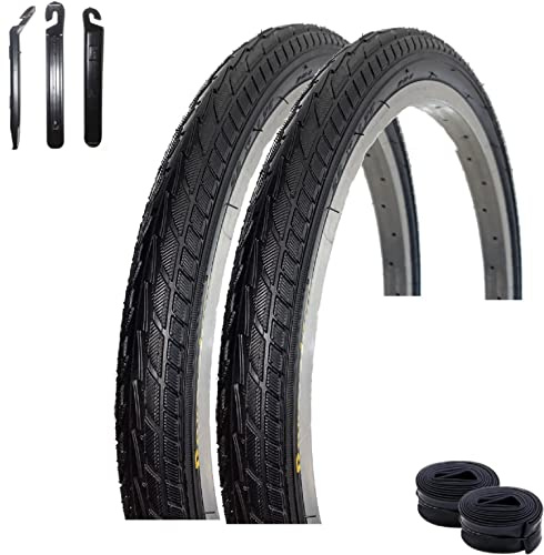 2 x Roverstone HY 156 24 Fahrradreifen Fahrradmantel Schwarz 47-507 (24 x 1,75) + 2 Schläuche DV inkl. Reifenheber