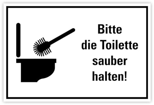 Aufkleber Hygiene Hinweis „Bitte die Toilette sauber halten“ Schild Folie selbstklebend, schwarz | Größen wählbar Made in Germany, Größe: 20x30cm