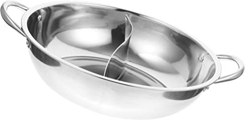 BESTonZON Pot à Fondue Chinoise Acier Inoxydable Avec Diviseur Ustensile De Cuisine Pratique Pour Repas Famille Et Réunions Compatible Avec Plaques à Induction