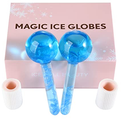 Ice Globes for Facials-Tighten Skin and Reduce Puffiness, Facial Ice Globes-Cold or Hot Skin Massagers Globe,Facial Cooling Globes Enhance Circulation and Relieve Dark Circles (Blue)