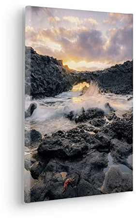 Komar Stretcher Frame Picture in Real Wood Frame Golden Eye Size 30 x 40 cm Landscape Motif Living Room Bedroom