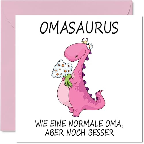 Stuff4 Lustige Geburtstagskarten für Oma, Omasaurus | Scherz-Happy-Birthday-Karte von Enkel-Enkelin, Geburtstagsgeschenke, 145 mm x 145 mm große Muttertags-Grußkarten