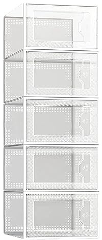 CRAKES Scatola per scarpe trasparente da 5 pezzi Scaffale in plastica per cassetti per scarpe online stelle
