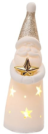 HOMSFOU Weihnachts-weihnachtsmann-Puppe Weihnachtliche Tischdekoration Weihnachtsstatue Beleuchten Weihnachtsmann Figur Santa Tischdekoration Weihnachtsbaum Porzellan Geschenk Weiß Ältere