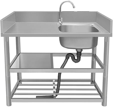 Lavandino Da Esterno Lavello Cucina In Acciaio Inox, Lavello Da Bar Autoportante Lavatoio Da Giardino Campeggio, Lavello Commerciale De Ristorante Professionale Con Rubinetto Per Garage, Lavanderia (