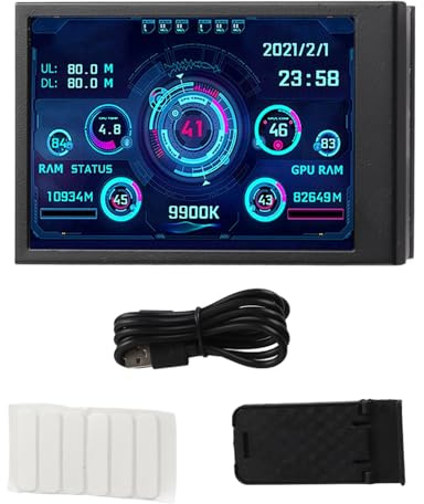 Mini Schermo USB IPS da 3,5 Pollici per Monitor della Temperatura e Dati CPU PC con Sottoschermo USB C Risoluzione 320x480 | Schermo secondario LCD 320x480, visuale completa, connessione diretta Type-C, monitoraggio risorse hardware, indicatori