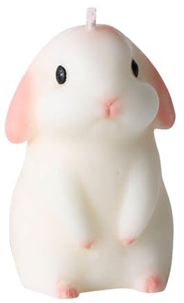 Tissting Candela Profumata a Forma di Coniglietto 9.1X6.1X6.1Cm/3.58X2.4X2.4In - Cera di Soia Decorazione Carina per Camera da Letto e Bagno, Regalo di Compleanno con Profumo di Pera e Fresia