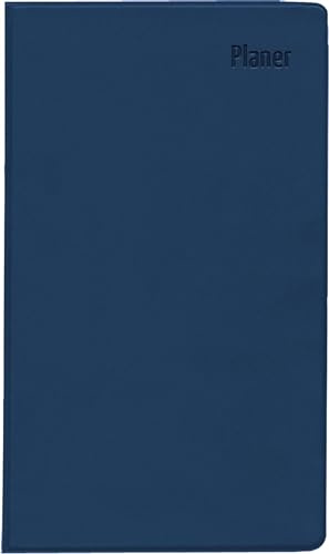 Zettler - Taschenplaner 2025 blau, 9,5x16cm, Taschenkalender mit 112 Seiten in Kunststoffhülle, 1 Woche auf 2 Seiten, separates Adressheft, 8- Wochenübersicht, Mondphasen und deutsches Kalendarium