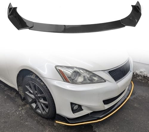 MODILOVER Front Bumper Lip Spoiler, Compatible with 62-66 Width Car, PP Black with Carbon Fiber Print Adjustable Add-on Front Splitter Air Dam Chin Protector, 3 Pieces