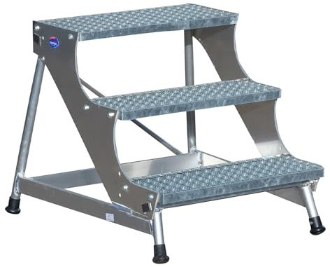 Weise Industrie Stufentritt - Rutschfester Stahl-Gitterrost Tritt, ideal für sicheres Arbeiten, 5 Stufen Trittleiter, Belastung bis 300kg, Heavy-Duty Qualität, DIN 131, Made in Germany