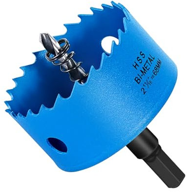 HYCHIKA - Sega a tazza da 68mm, bimetallica, per avvitatore a batteria e trapani per alluminio, legno, piastrelle, piastra in PVC e piastra in plastica