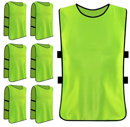 HoaaiGo 6 Stück Leibchen Fußball Set, Trainingsleibchen Basketball, Sports Mesh Bibs, Leibchen Mesh Weste für Training, Sport Trikot Leibche für Erwachsene, Trainingsleibchen für Herren Damen (Grün)