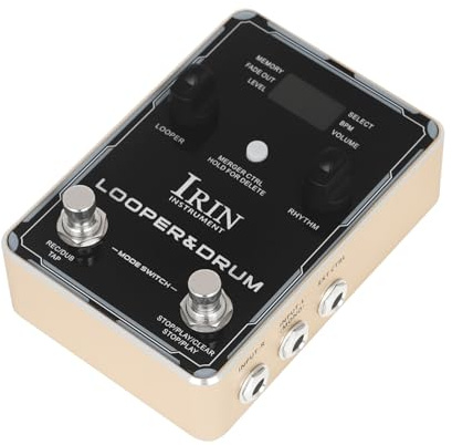 Btuty Pedale Looper Drum Machine Pedali effetti per chitarra 44,1 kHz/24 bit 160 minuti di tempo di registrazione 100 ritmi di drum machine Chiodi doppi Pedale looper Jack per cuffie