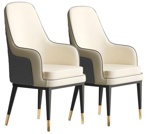 RROUAN Kunstleder-Mid-Century-Modern-Stühle, Küchen- und Esszimmerstühle, gepolsterter Sitz mit Metallstuhlbeinen, Küchen-Club-Gästestuhl für Wohnzimmer, Wartezimmer, Schlafzimmer
