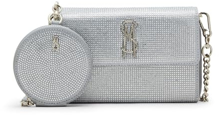 Steve Madden Damen Carina-G Geldbörse Crossbody mit Beutel Geschenkset, Strass Silber