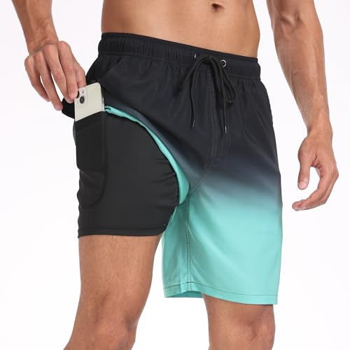 Milaloko Bañador para Hombre con Forro de Compresión y Bolsillos Secado Rápido Corto Traje de Baño Shorts