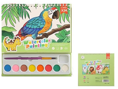 WHYCNJL 1 Stück Malbuch Wasserfarben Mit Farben, Pinseln und Waschbecken für Kleinkinder, Aquarell-Malpapier für Kinder im Alter von magisches Buch, Kunsthandwerksgeschenk zum Zeichnen – Tier