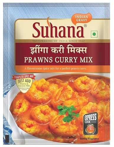 Suhana Spices Mix Powder (Ready To Eat) - Curry Masala Recipe Mixes Casserole Seasoning Herbs - Simplifies & Speeds Up Cooking Process (Pack of 1, Prawns Curry Mix 50g (RTE))