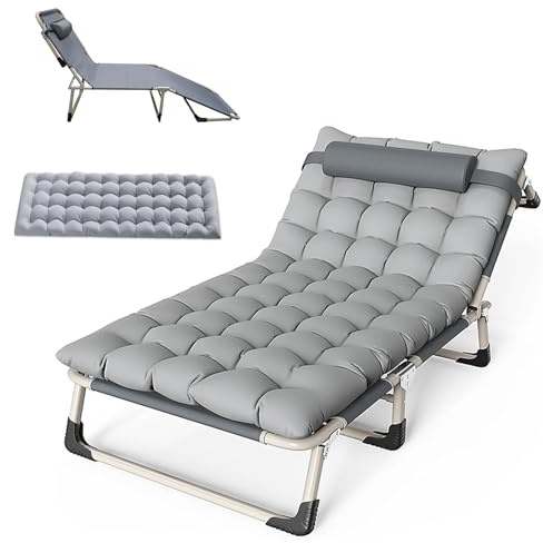 Generisch Feldbett Klappbar, Extra Breit feldbett mit Matratze, Camping Bett mit Starke Dickere Röhren für, Indoor, Outdoor, Strand und Garten
