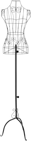 Susoso Forme de robe en fer - Mannequin de vitrine - Hauteur totale réglable de 140 à 160 cm - Noir