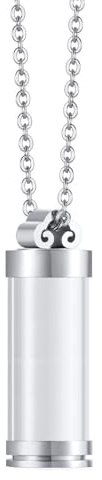 TJUSPIRIT Memorial Schmuck Urne Asche Memorial Anhänger Halskette für Asche Haare Blume Flasche Anhänger zum öffnen Locket Anhänger Gedenken Schmuck für Frauen Männer(Silber)