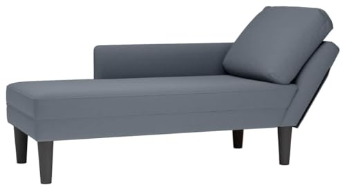 vidaXL Chaiselongue mit Kissen und Rechter Armlehne Dunkelgrau Samt