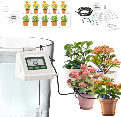Automatic Watering System, Plant Watering Devices, Self Watering System for Plants, USB or Battery Powered & 11 Dropper Tips, Drip Irrigation System for Watering Garden Potted Plants on Holiday
