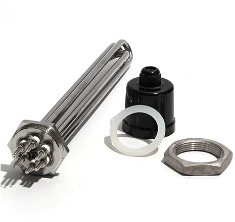 HKVTVCYPYA DN40 1.5inch BSP Thread Full 304 Electrical Heating Water Heater Immersion Element 3KW/4.5KW/6KW/9KW/12KW 220V/380V(Type B-380V-3KW 195mmL)