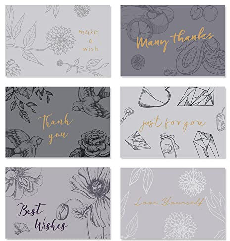 Grußkarten, Blankokarten und Umschläge, Dankeskarten, Vintage-Grußkarten, Notizkarten mit Umschlägen for Feiertage, Hochzeiten, Abschlussfeiern, Brautpartys, 6 Stück