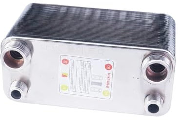 VCHICS Wärmetauscher, 38 Platten Wärmetauscher Bier Würze Kühler Kühler SUS 304 Edelstahl for Homebrew Kühlung Für Fußbodenheizung, Warmwasserbereitung