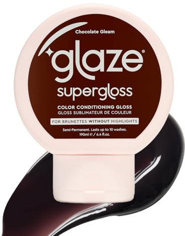 Glaze Supergloss Color Conditioning Gloss With Dispensing Pump – Hydrating Semi-Permanent Color Hair Gloss & Shine Boost – For Dark Brown Hair – 6.4 Fl Oz - Chocolate Gleam