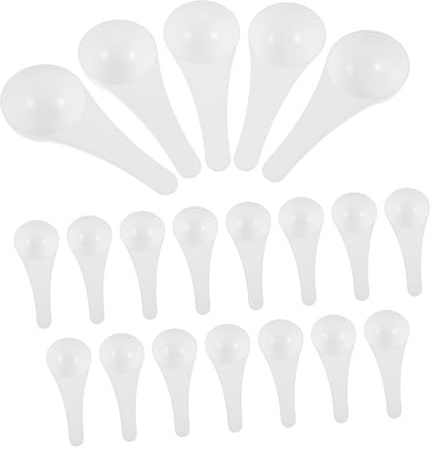 STOBAZA Lot De 20 Cuillères Doseuses En Plastique Cuillères À Café Ergonomiques Pour Lessive En Poudre De 5 G À Long Manche Pour Mesurer Le Café Les Aliments Pour Animaux Et Les
