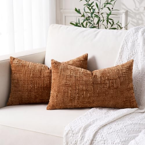 Kuddfodral 30 x 50 Orange Chenille Moderna Dekorativa Kuddar Enfärgad Soffa Modern Inredning Ocra Örngott 30x50 Rostfärgad Inredning för Vardagsrum Sovrum Vardagsrum Soffa Set 2
