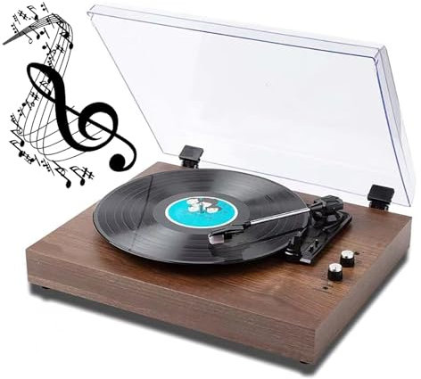 Giradischi In Vinile, Giradischi Vintage Bluetooth Con Braccio Bilanciato, Adatto a Dischi Da 33/45/78 Giri E Da 7''/10''/12'', Ingresso AUX E Altoparlanti Integrati, Per Gli Amanti Della Musica