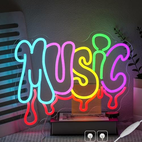 LMSIGNLY Color Music Neon Sign for Wall Decor Music Neon Light Colorful Letter LED Signs for Bedroom Concert Club Party Studio Bar Classroom