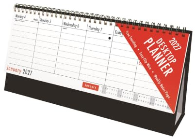 2027 Desktop Weekly Planner Calendar - Week To View Freestanding Flip